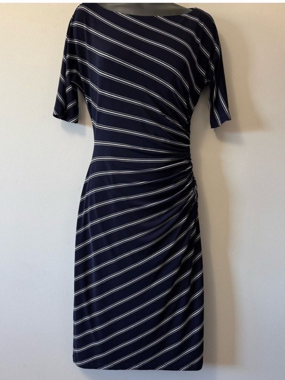 Ralph Lauren Navy and White Striped Midi Dress size 2